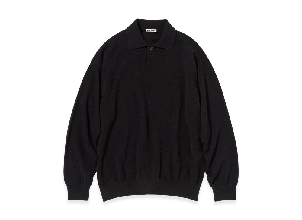 AURALEE Baby Cashmere Knit Polo Woman "Top Black"