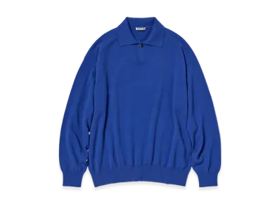 AURALEE Baby Cashmere Knit Polo Woman "Royal Blue"