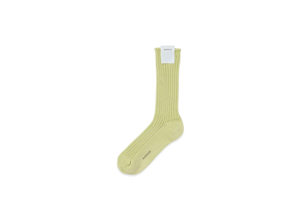 AURALEE Cotton Wool Low Gauge Socks Woman "Light Lime"