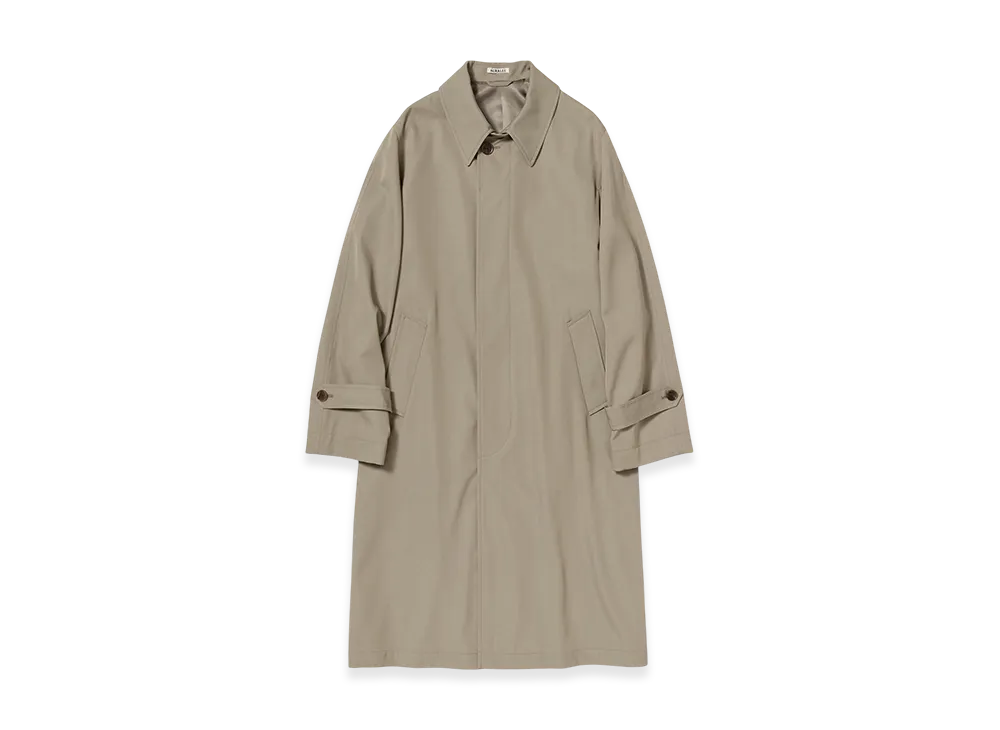AURALEE Light Wool Max Gabardine Coat "Khaki Beige Chambray"