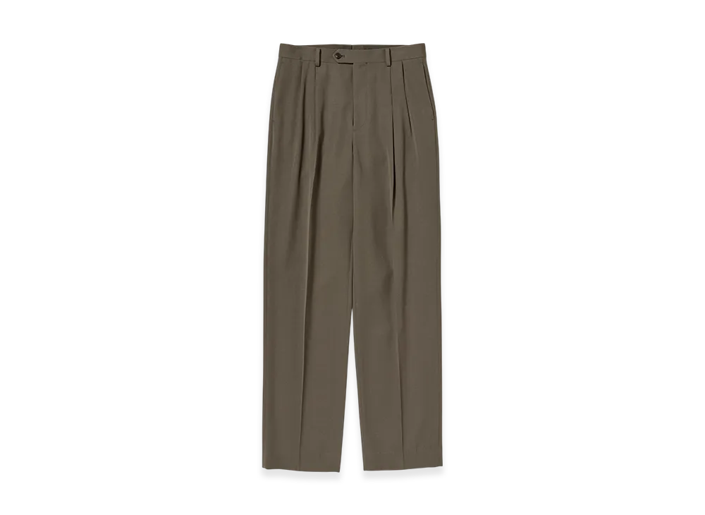 AURALEE Light Wool Max Gabardine Two Tuck Slacks "Dark Olive Brown"