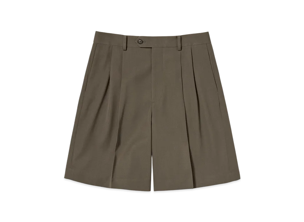 AURALEE Light Wool Max Gabardine Shorts "Dark Olive Brown"