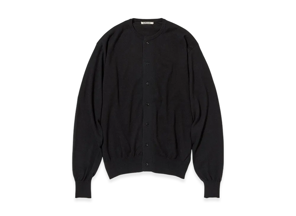 AURALEE Cashmere Hard Twist Knit Cardigan "Black"