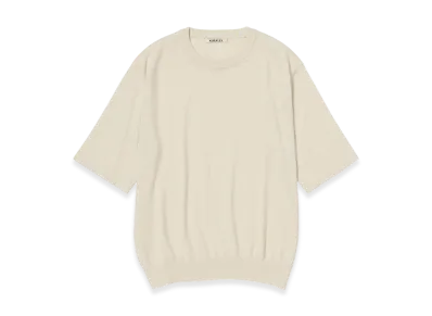 AURALEE Cashmere Hard Twist Knit Tee "Ivory White"