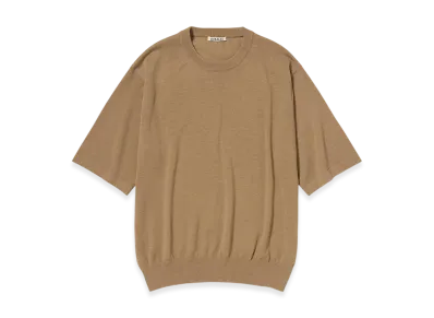AURALEE Cashmere Hard Twist Knit Tee "Camel Brown"