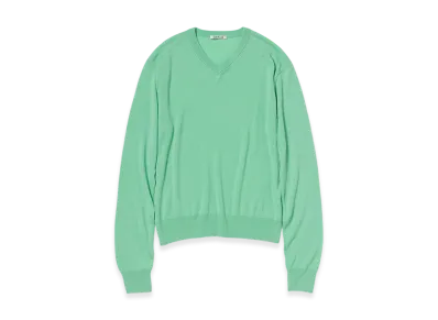 AURALEE Super Fine Cashmere Silk Knit V Neck P/O "Mint Green"