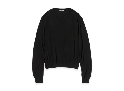 AURALEE Super Fine Cashmere Silk Knit V Neck P/O "Black"