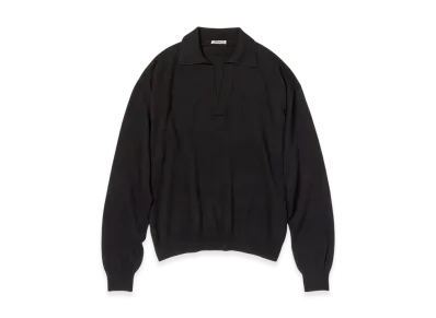 AURALEE Super Fine Cashmere Silk Knit Skipper Polo "Black"