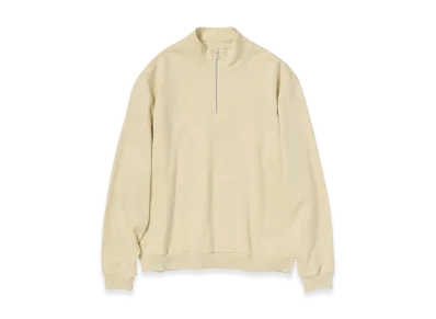 AURALEE Elastic High Gauge Sweat Half Zip P/O "Ivory Beige"