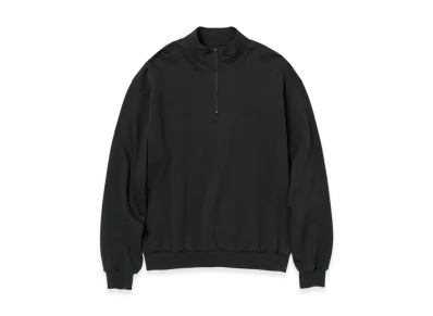 AURALEE Elastic High Gauge Sweat Half Zip P/O "Ink Black"