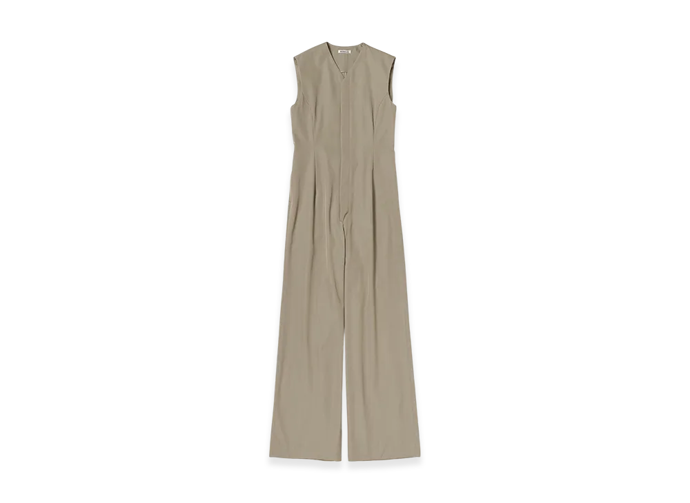 AURALEE Women's Light Wool Max Gabardine Jumpsuit "Khaki Beige Chambray"
