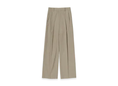AURALEE Women's Light Wool Max Gabardine Two Tuck Slacks "Khaki Beige Chambray"