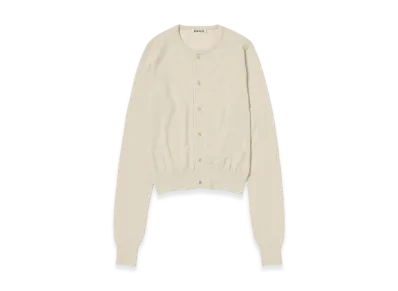 AURALEE Women's Cashmere Hard Twist Knit Cardigan "Ivory White"