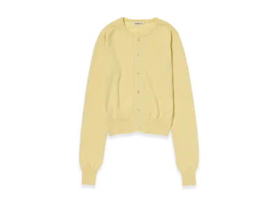 AURALEE Women's Cashmere Hard Twist Knit Cardigan "Light Yellow"