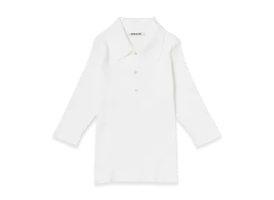 AURALEE Women's Cotton High Gauge Rib Knit Polo "White"