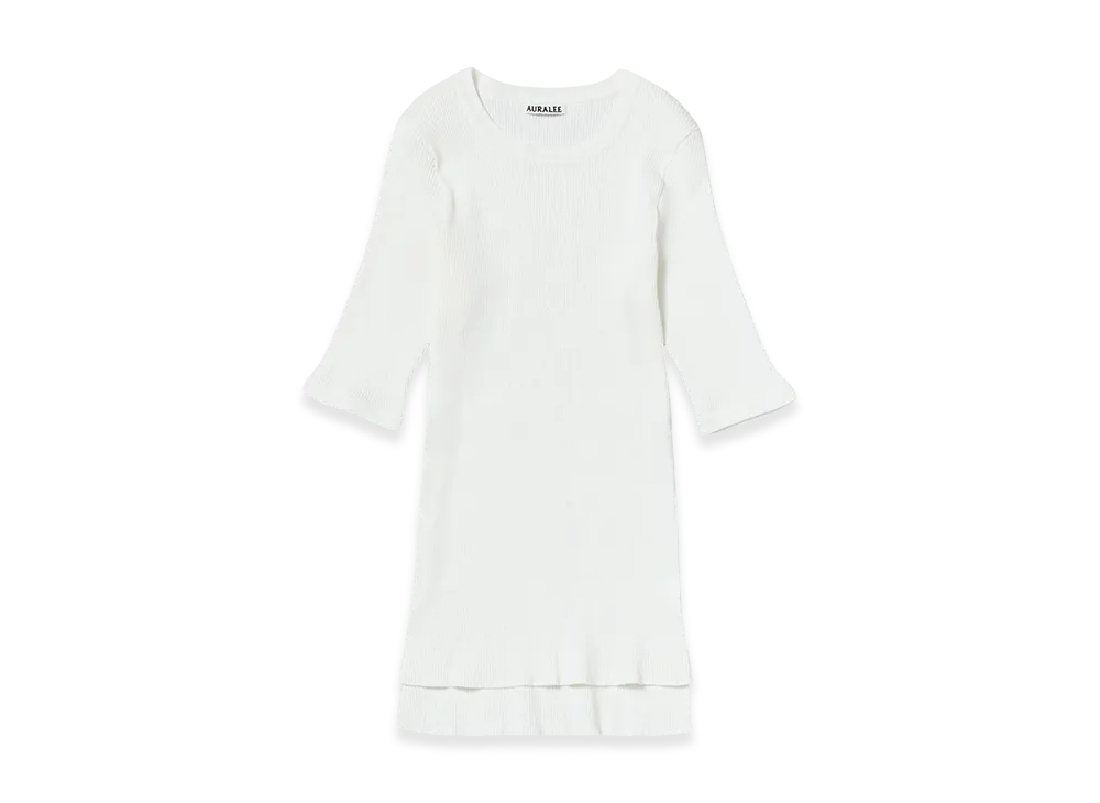 AURALEE Women's Cotton High Gauge Rib Knit Tee "White"
