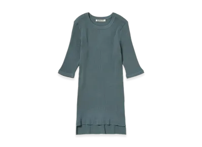 AURALEE Women's Cotton High Gauge Rib Knit Tee "Sage Gray"