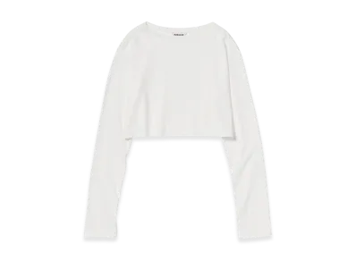 AURALEE Women's High Gauge Cotton Jersey Boat Neck L/S Tee "White"