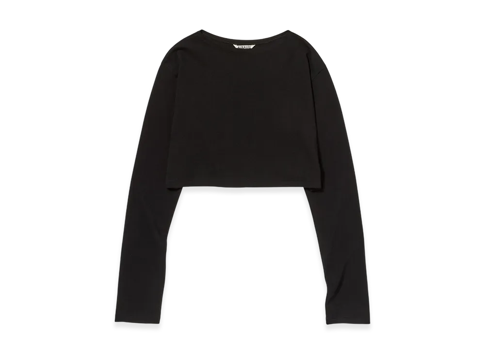 AURALEE Women's High Gauge Cotton Jersey Boat Neck L/S Tee "Black"
