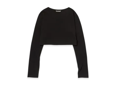 AURALEE Women's High Gauge Cotton Jersey Boat Neck L/S Tee "Black"