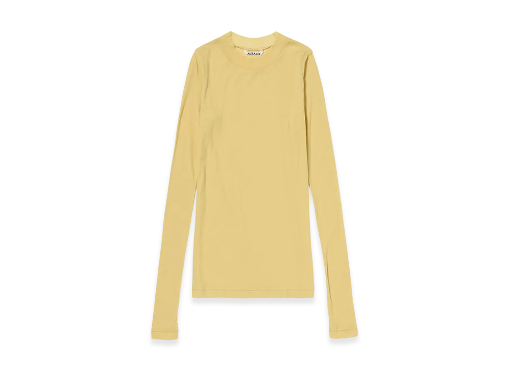 AURALEE Women's Super High Gauge Sheer Rib L/S Tee "Mustard"