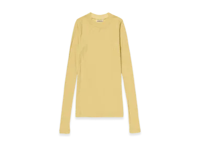 AURALEE Women's Super High Gauge Sheer Rib L/S Tee "Mustard"