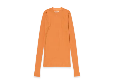 AURALEE Women's Super High Gauge Sheer Rib L/S Tee "Orange"