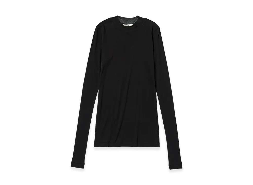 AURALEE Women's Super High Gauge Sheer Rib L/S Tee "Black"