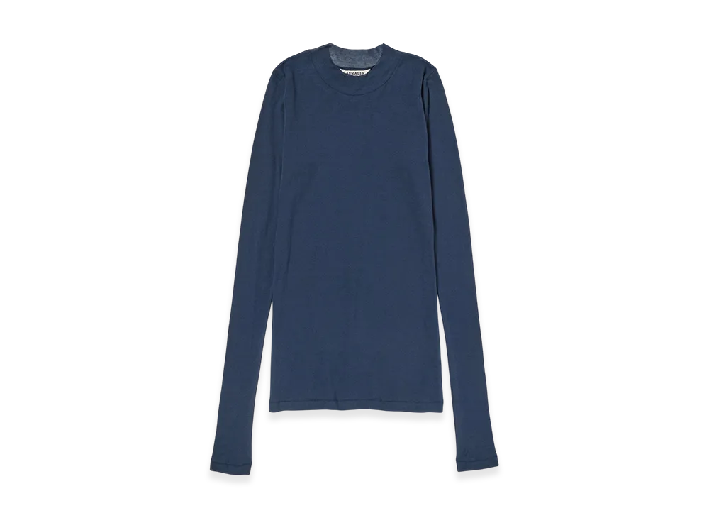 AURALEE Women's Super High Gauge Sheer Rib L/S Tee "Navy"