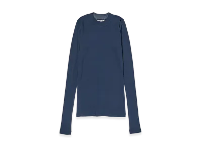 AURALEE Women's Super High Gauge Sheer Rib L/S Tee "Navy"