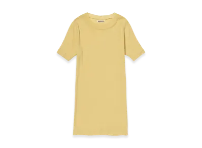AURALEE Women's Super High Gauge Sheer Rib Tee "Mustard"