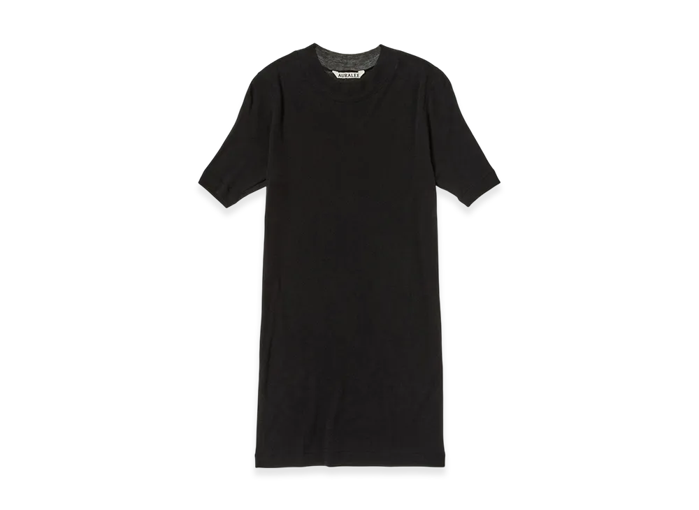 AURALEE Women's Super High Gauge Sheer Rib Tee "Black"