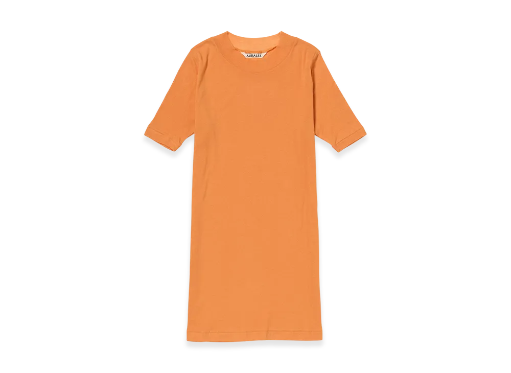 AURALEE Women's Super High Gauge Sheer Rib Tee "Orange"