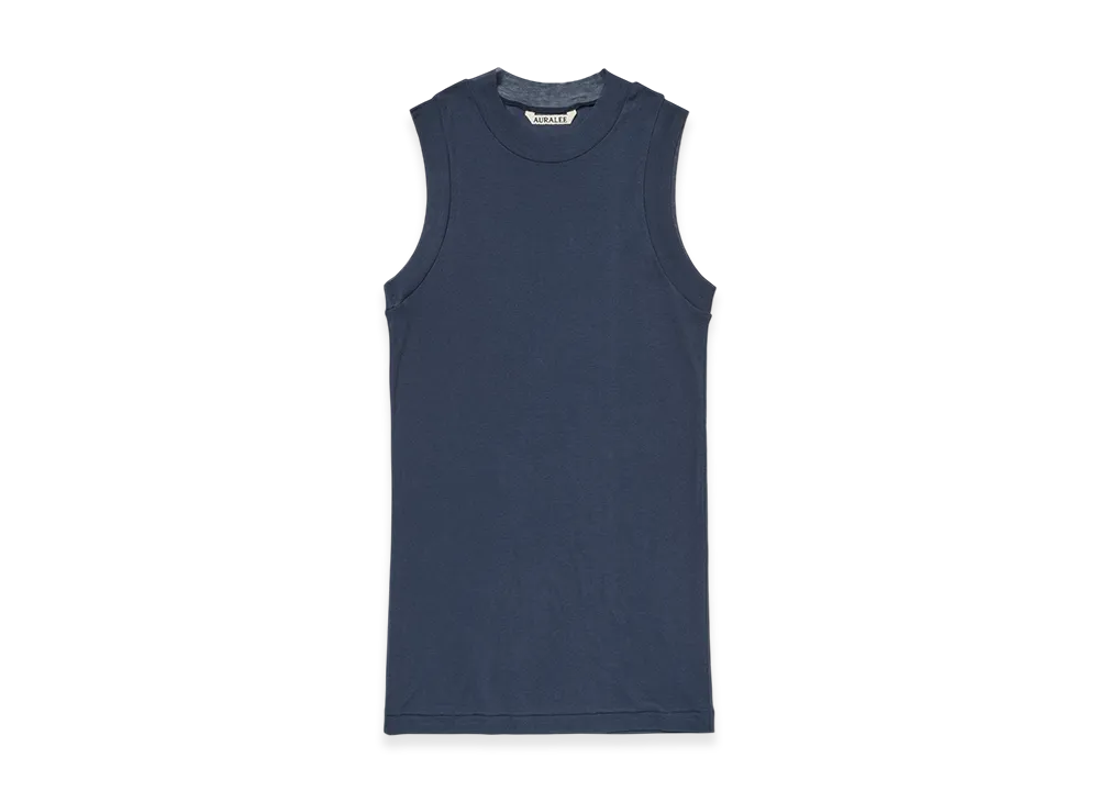 AURALEE Women's Super High Gauge Sheer Rib Tank Top "Navy"