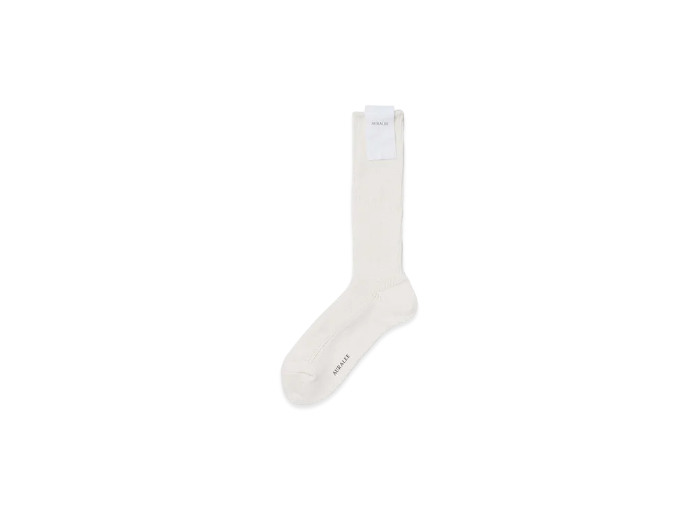 AURALEE Women's Cotton Low Gauge Socks "White"