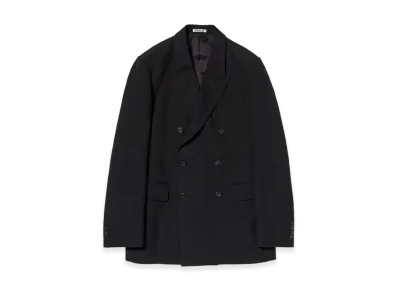 AURALEE Wool Cotton Linen OX Double-Breasted Jacket "Black"