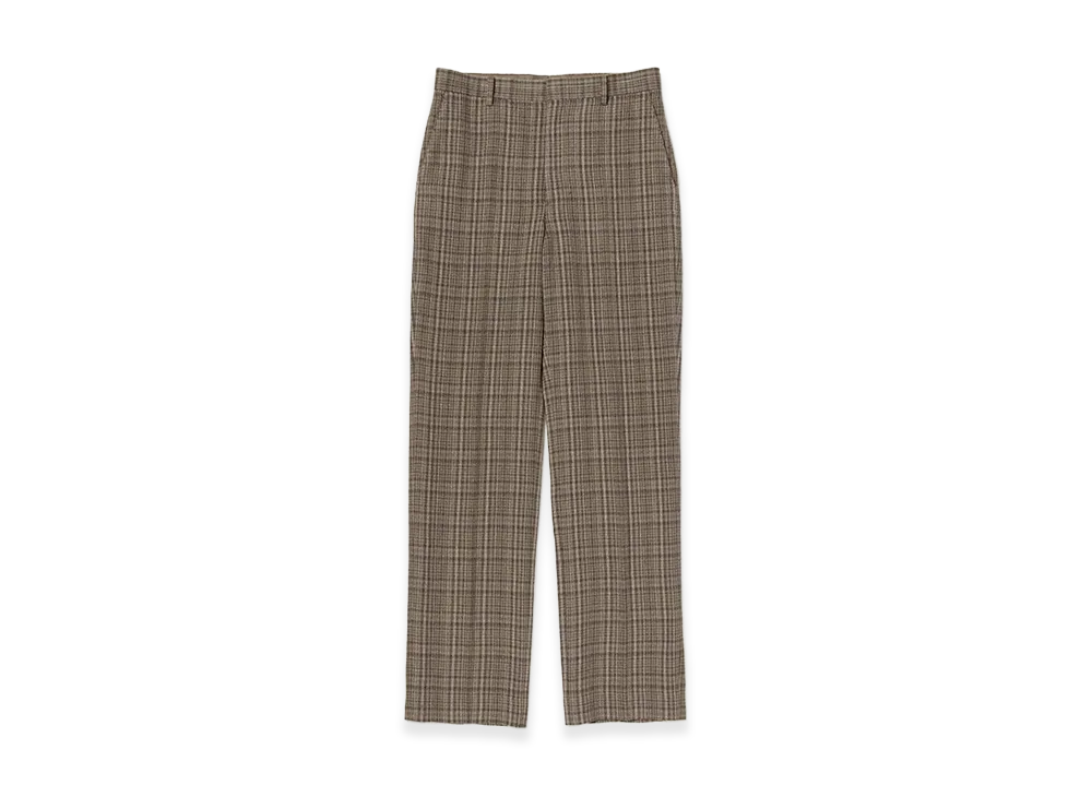 AURALEE Silk Linen Nep Check Slacks "Dark Brown Check"