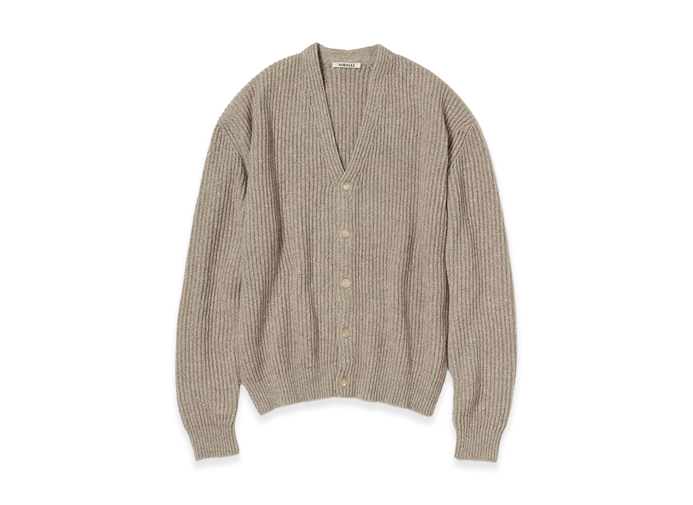 AURALEE Cashmere Silk Melange Knit Cardigan "Mix Beige"