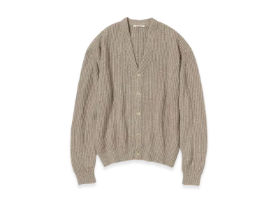 AURALEE Cashmere Silk Melange Knit Cardigan "Mix Beige"