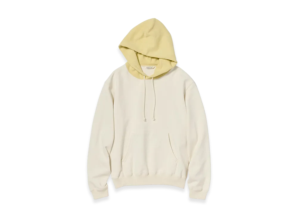 AURALEE Smooth Soft BD Sweat P/O Parka "Smoky White/Light Yellow"