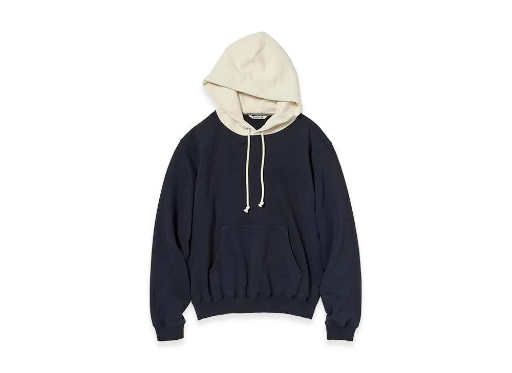 AURALEE Smooth Soft BD Sweat P/O Parka "Dark Navy/Smoky White"