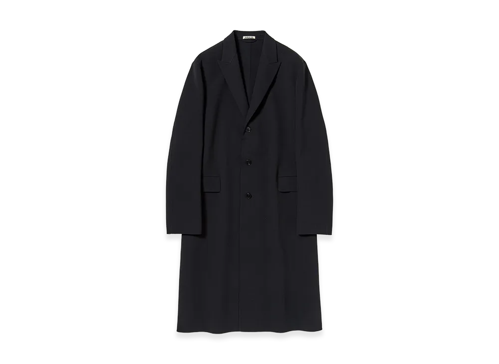 AURALEE Structured Wool Gabardine Hand Sewn Coat "Navy Black"