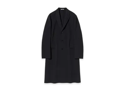 AURALEE Structured Wool Gabardine Hand Sewn Coat "Navy Black"
