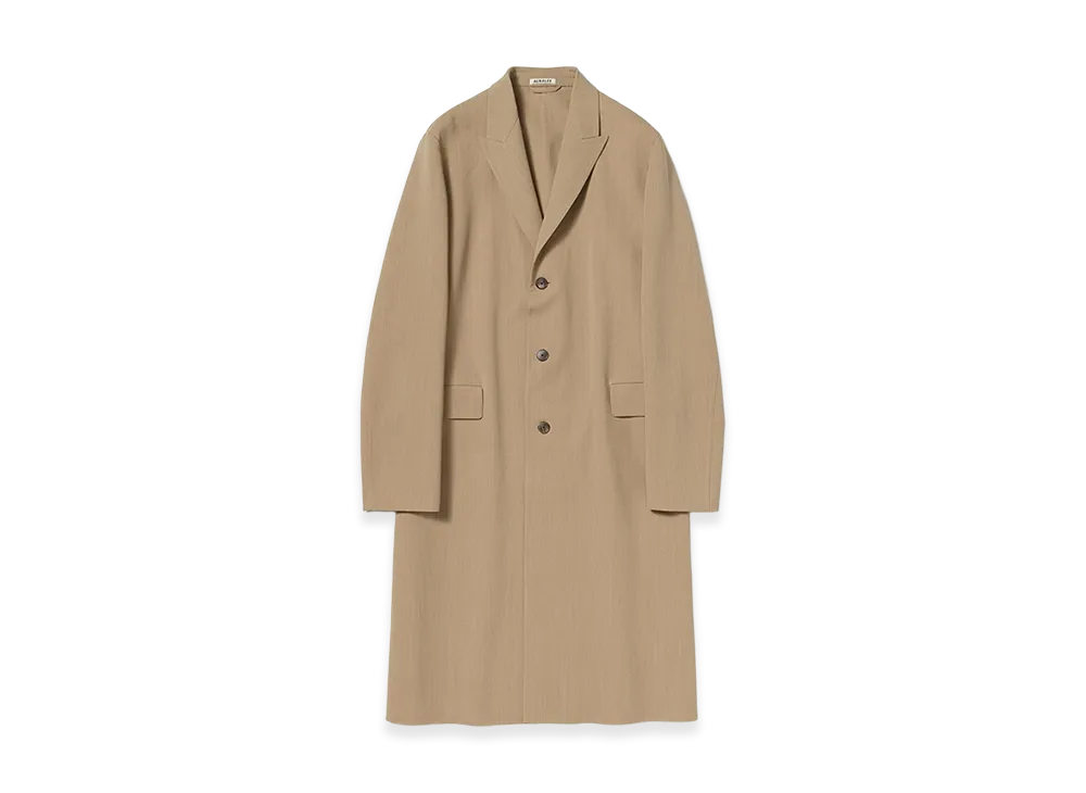 AURALEE Structured Wool Gabardine Hand Sewn Coat "Brown Beige"