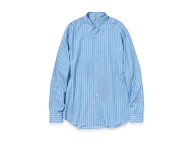 AURALEE Cotton Silk Stripe Shirt "Sax Blue Stripe"