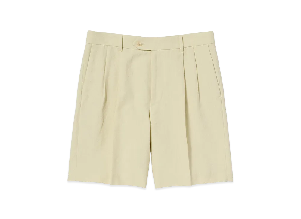 AURALEE Wool Cotton Linen OX Shorts "Lime Beige"