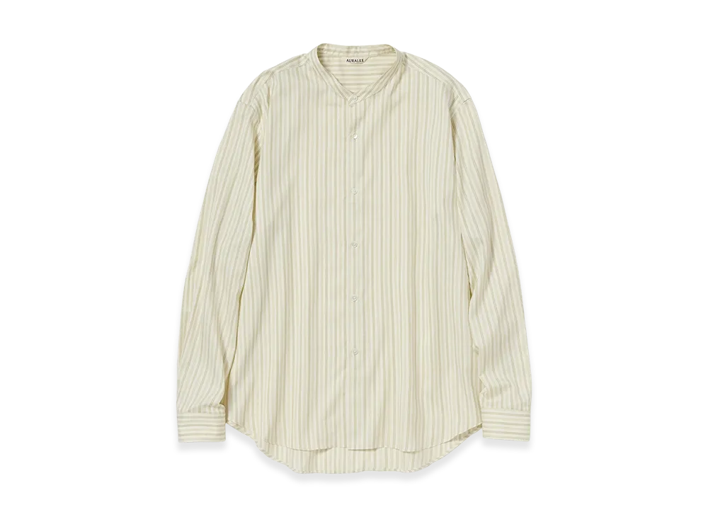 AURALEE Cotton Silk Stripe Stand Collar Shirt "Ivory Stripe"