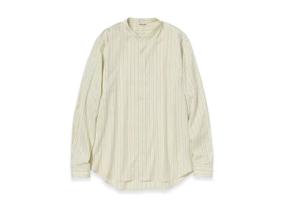 AURALEE Cotton Silk Stripe Stand Collar Shirt "Ivory Stripe"