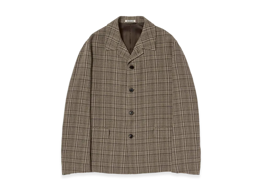 AURALEE Silk Linen Nep Check Jacket "Dark Brown Check"