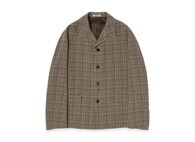 AURALEE Silk Linen Nep Check Jacket "Dark Brown Check"